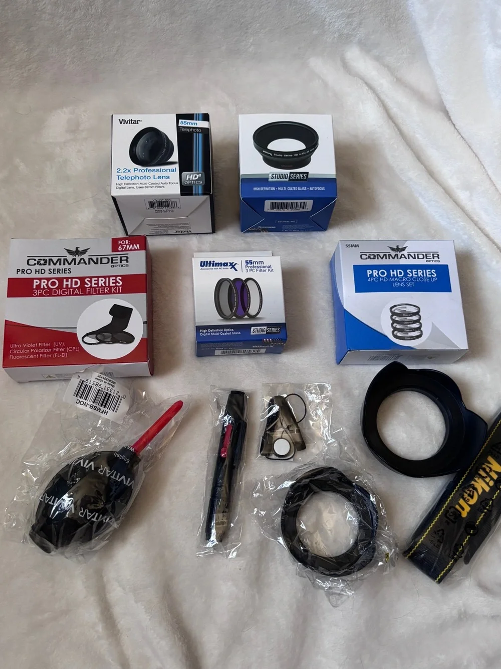 Camera Lens Accessory Bundle - Vivitar & UltimaxX Telephoto, Wide Angle, Filters